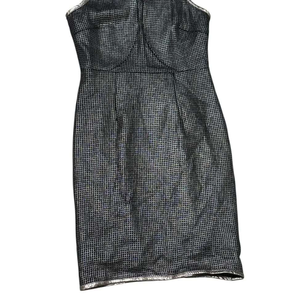 Lumier by Bariano Akira NWT pewter black LG halter cocktail dress metallic party